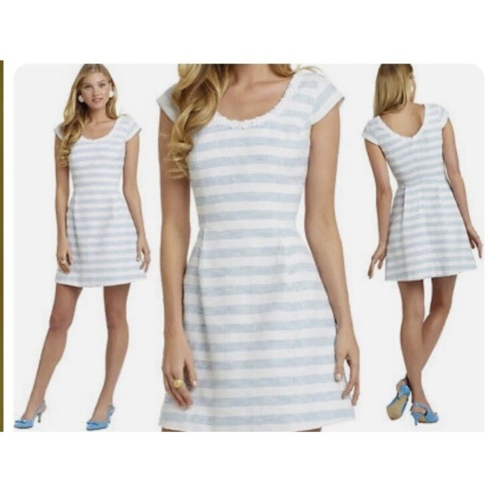 Lilly Pulitzer Rylan Dress Flutter Blue Lurex Boucle Stripe 6 Bridal Engagement